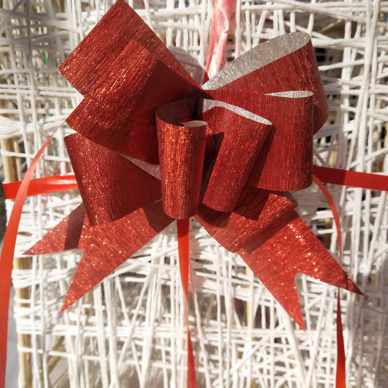 Бантик для прикраси подарунків червоний 1 шт., фото 1