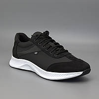 Кроссовки мужские кожаная обувь больших размеров черные матовые Rosso Avangard DolGa Run Monza Black Mate BS