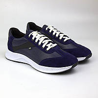 Мужские кроссовки синие кожаные нубук вставки обувь больших размеров Rosso Avangard DolGa Floto Nub Blu Waw BS