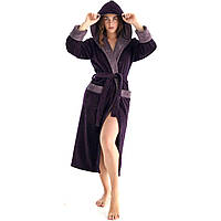 Стильный женский халат бамбуковый с капюшоном Nusa 4145, Фиолетовый, S