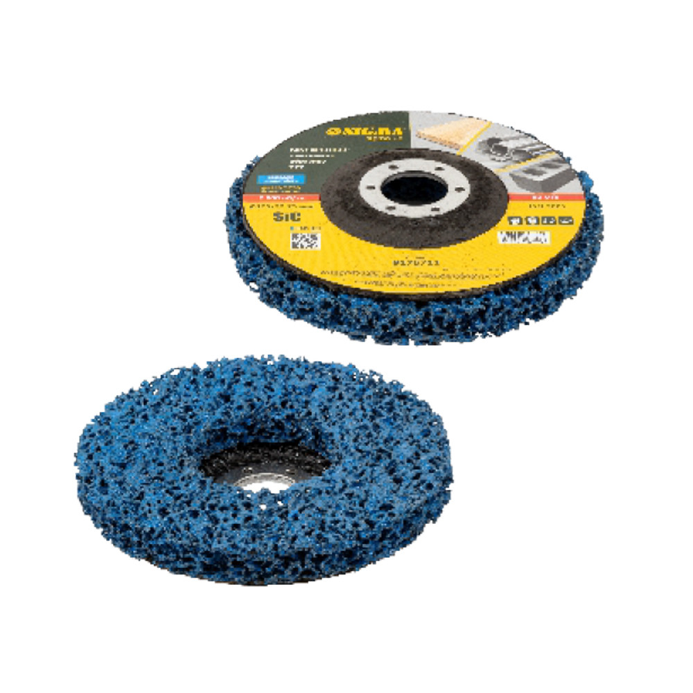 Круг зачисний з нетканого абразиву (корал) Т27 Ø125×22.23 мм (синій - середня жорсткість) ТМ SIGMA, фото 1