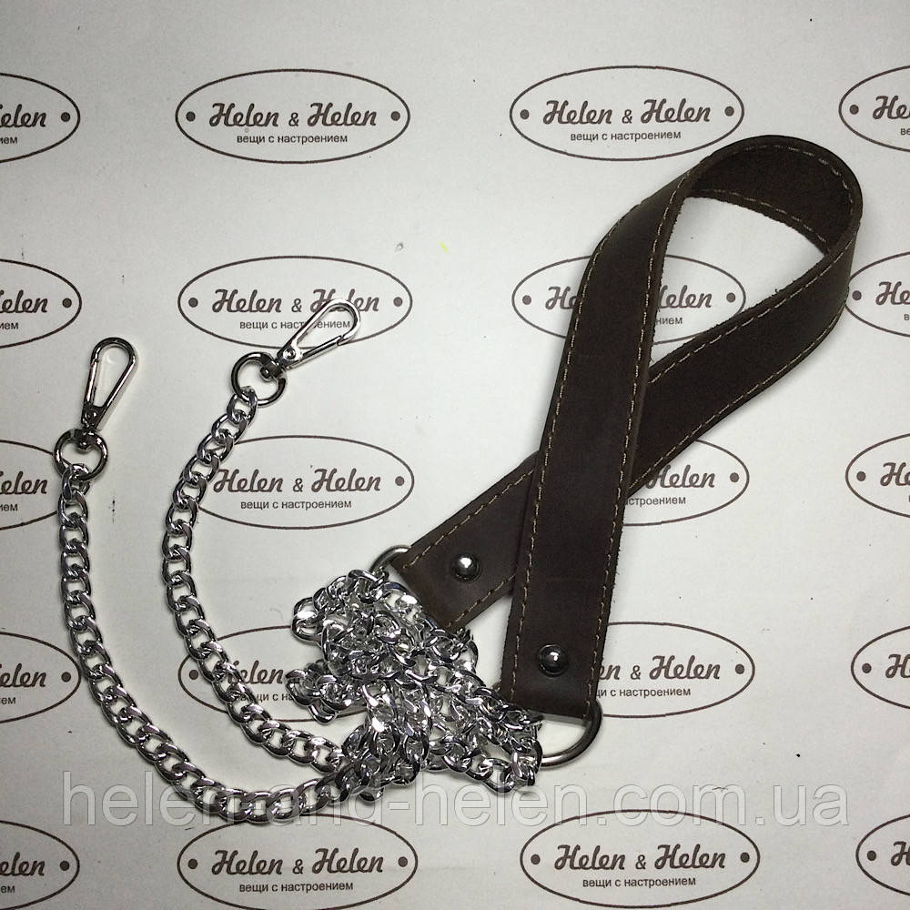 Ручка комбінована на ланцюзі з карабінами. Коричневий, фото 1