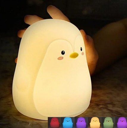 Силіконовий дитячий нічник «Пінгвін» 7 LED кольорів USB нічник-світильник, фото 3