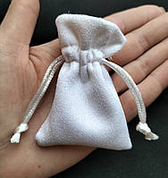 Мешочки ювелирные, замша белая 5х7 см с коронкой, 1шт. Производство Украина