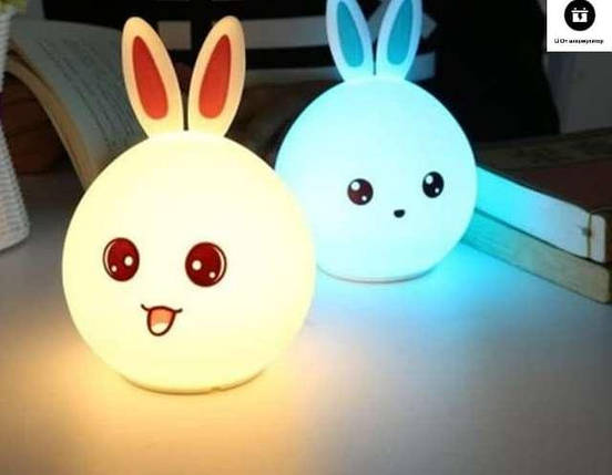 Силіконовий дитячий нічник «Зайчик» 7 LED кольорів USB нічник-світильник, фото 3