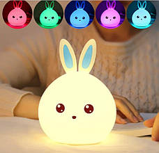 Силіконовий дитячий нічник «Зайчик» 7 LED кольорів USB нічник-світильник