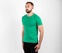 Мужская зелёная футболка однотонная повседневная футба зеленого цвета