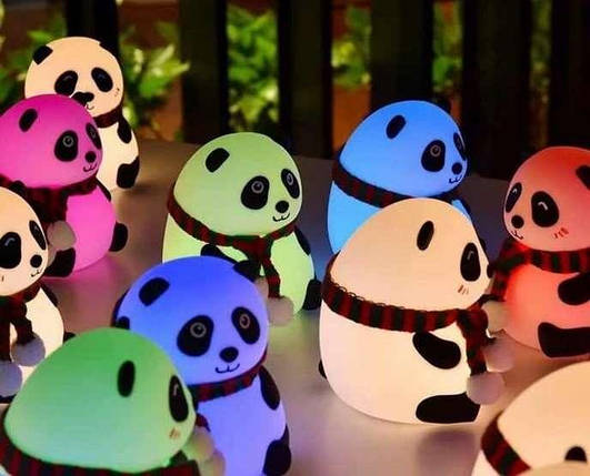 Силіконовий дитячий нічник «Панда» 7 LED кольорів USB нічник-світильник, фото 3