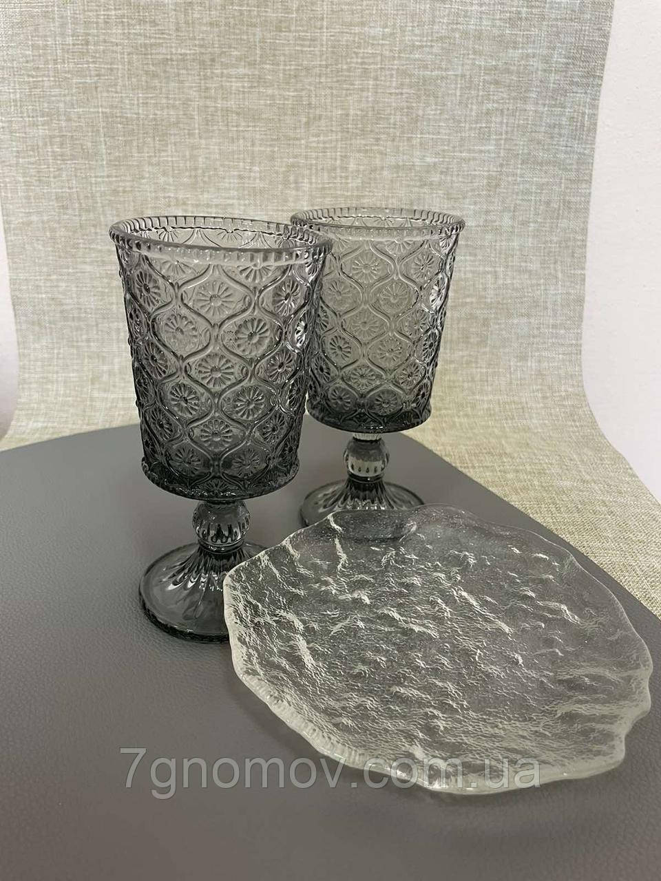 Набір 6 келихів для напоїв графітовий Гротеск 125 мл