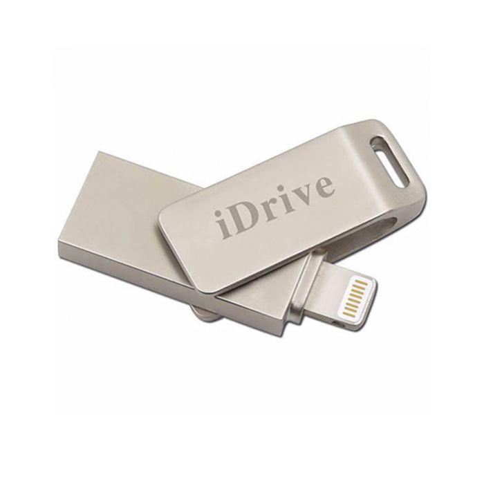 Флешка для iPhone та iPad 64 GB iDrive Lightning/USB 2.0 метал сріблястий