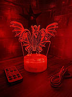 3d-лампа Дракон, светильник или ночник с трехголовым драконом, Дом дракона, 7 цветов и 4 режима, пульт