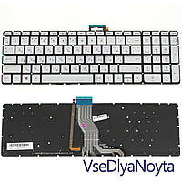 Клавиатура для ноутбука HP (Pavilion: 15-AK series) rus, silver, без фрейма, подсветка клавиш