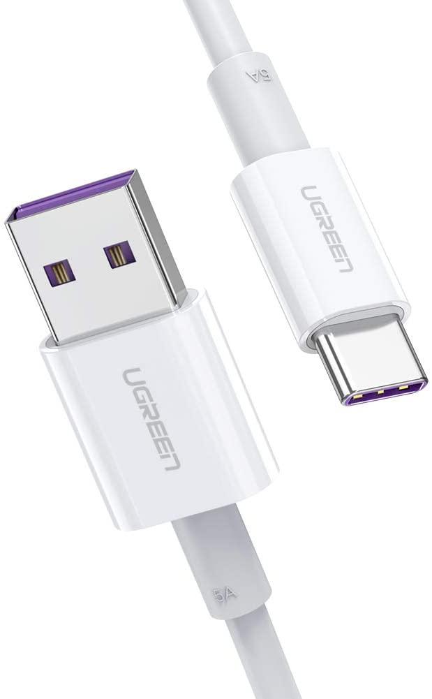 Кабель зарядный Ugreen Type-C 5A Huawei Supercharge 2М White (US253)