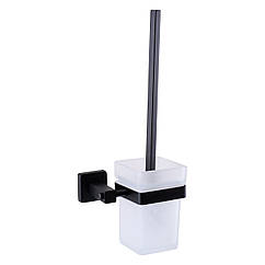 Йоржик для унітазу настінний GLOBUS LUX BQ9429A прямокутний скляний чорний 000021200