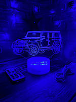 3d-лампа Джип, внедорожник Jeep, подарок любителям авто, 3D светильник или ночник,7 цветов и 4 режима, пульт