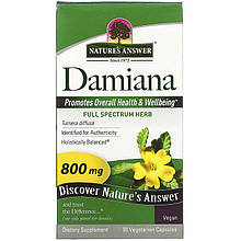 Даміна Nature's Answer "Damiana" афродизіак, 800 мг (90 капсул)