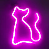 Настінний неоновий світильник нічник Киця рожева, фото 6