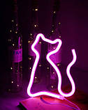 Настінний неоновий світильник нічник Киця рожева, фото 2