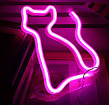 Настінний неоновий світильник нічник Киця рожева, фото 3