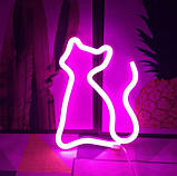 Настінний неоновий світильник нічник Киця рожева, фото 4