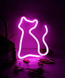Настінний неоновий світильник нічник Киця рожева, фото 7