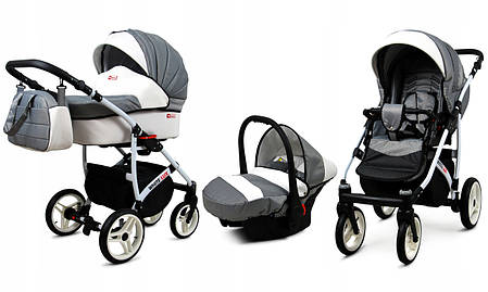 Дитячий візочок 3в1 Raf-Pol BabyLux White Lux, фото 1