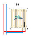 Дизайнерські горизонтальні радіатори Betatherm Quantum 2 H 500 L-1005 (білий/чорний), фото 3