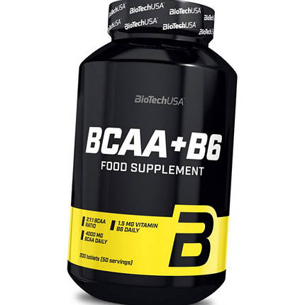 BCAA амінокислоти BioTech BCAA B6 100 таб, фото 1
