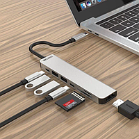 USB хаб ZAMAX 7в1 переходник для MacBook макбук концентратор Type C + USB HUB
