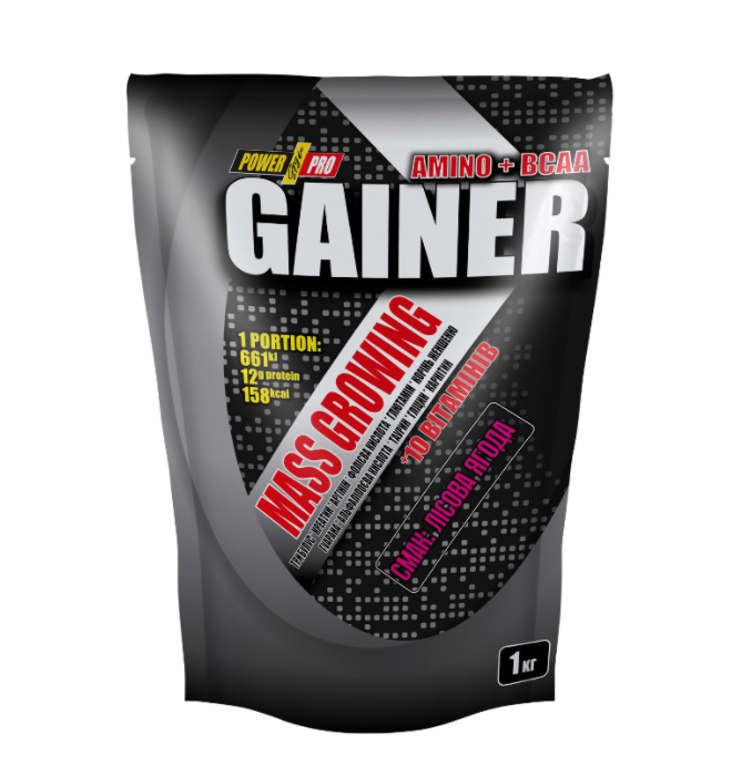 Гейнер Gainer Amino + BCAA Power Pro 1 кг Лісові ягоди, фото 1
