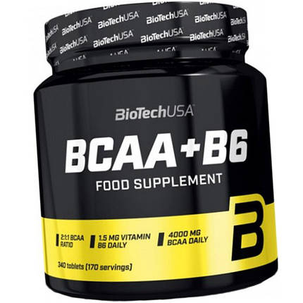 BCAA амінокислоти Бсаа BioTech BCAA B6 340 таб, фото 2