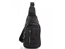 Чоловічий шкіряний чорний слінг на плече Tiding Bag
