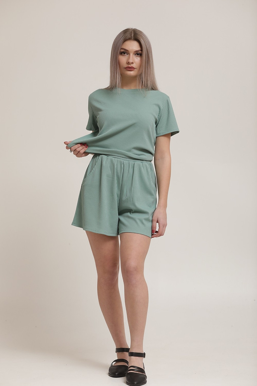 Костюм рубчик футболка шорти Тіфані S, M, L, XL