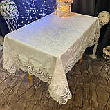 Скатертина Оксамитова імператор високої якості на будь-який стіл! Молочний колір (Під замовлення 1-3дні), фото 5