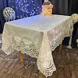 Скатертина Оксамитова імператор високої якості на будь-який стіл! Молочний колір (Під замовлення 1-3дні), фото 2