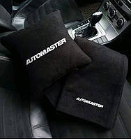 Подушка та плед з вишивкою "Automaster" корпоративний подарунок для автосалонів