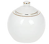 Кругла цукорниця з білої порцеляни 400 мл із золотим кантом, фото 3