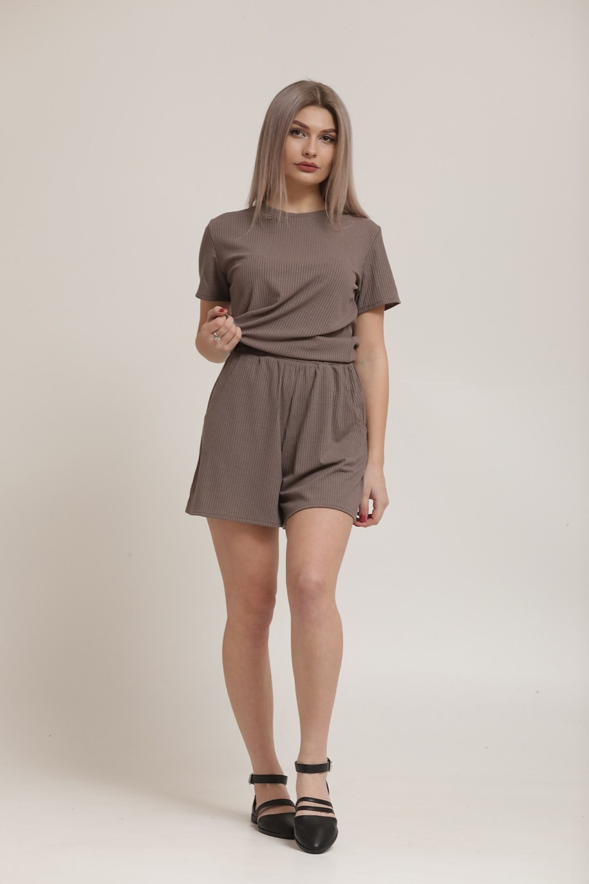 Костюм рубчик футболка шорти S, M, L, XL Кава