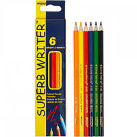 Кольорові олівці для малювання Superb Writer набір 6 кольорів довгі