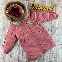 Зимняя детская удлиненная куртка на пуху
