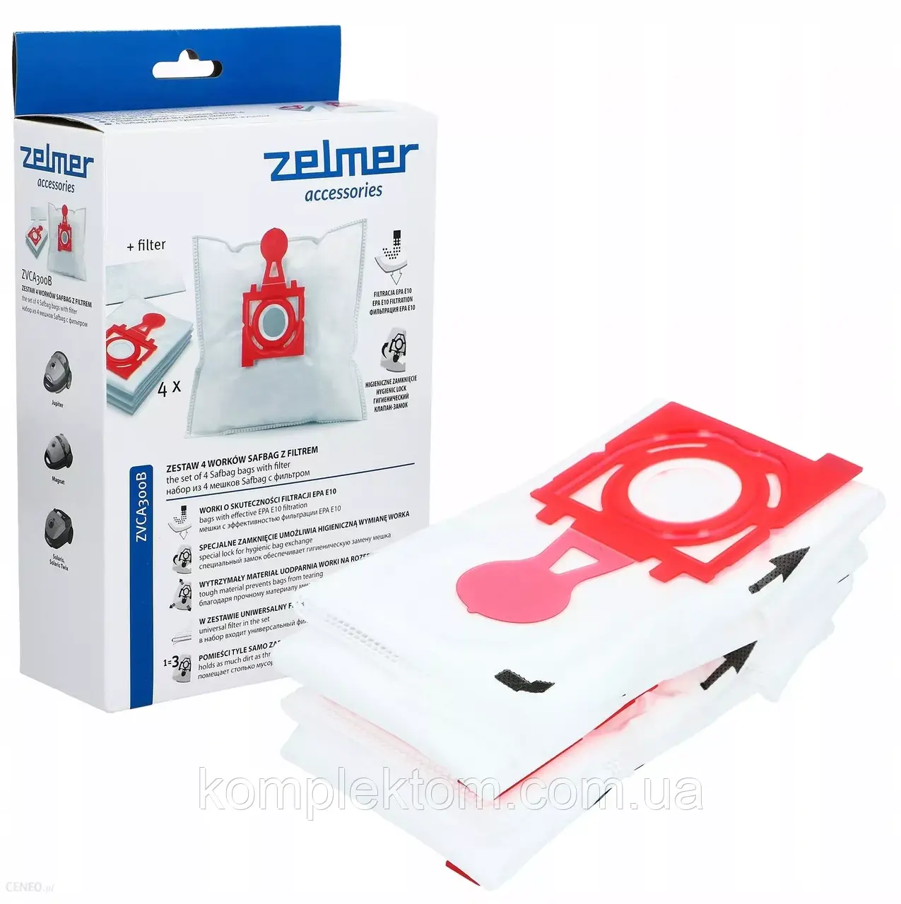 Мішки для пилососа Zelmer ZVCA300B SAFBAG (4шт.) + фільтр двигуна