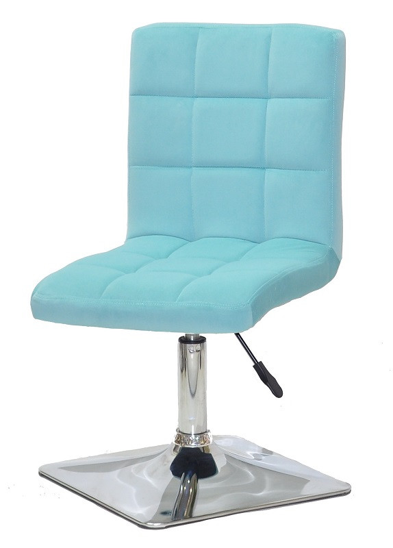 Стілець Augusto 4-CH-Base оксамит блакитний B-1019 на хромованій квадратній опорі з регулюванням висоти, фото 1