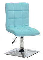 Стілець Augusto 4-CH-Base оксамит блакитний B-1019 на хромованій квадратній опорі з регулюванням висоти, фото 2