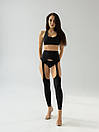 Спортивний жіночий комплект топ, трусики та панчохи - чорний, фото 3