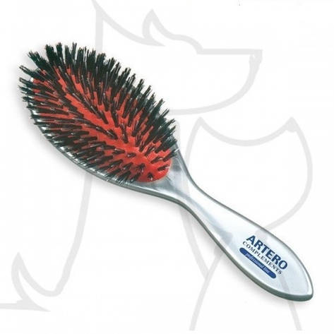 Щітка масажна, комбінована щетина, на гумовій помаранчевої основі, фото 1