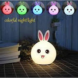 ОПТ Дитячий силіконовий нічник світильник Зайчик (зайчик) з рожевими вушками, фото 3
