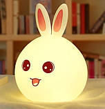 ОПТ Дитячий силіконовий нічник світильник Зайчик (зайчик) з рожевими вушками, фото 8