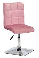 Стілець Augusto 4-CH-Base оксамит теракотовий B-1018 на хромованій квадратній опорі з регулюванням висоти, фото 2