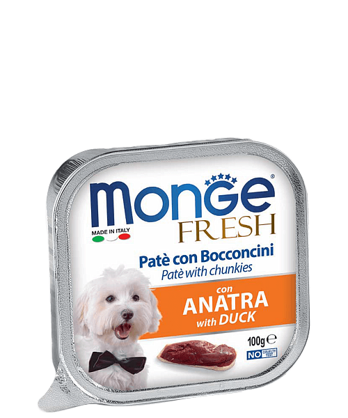 Monge Dog Fresh вологий корм для собак усіх порід, паштет качка, 0.1КГх32ШТ