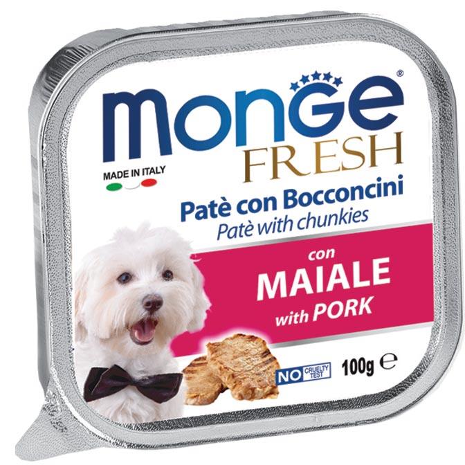 Monge Dog Fresh вологий корм для собак усіх порід, паштет зі свининою, 0.1КГх32ШТ